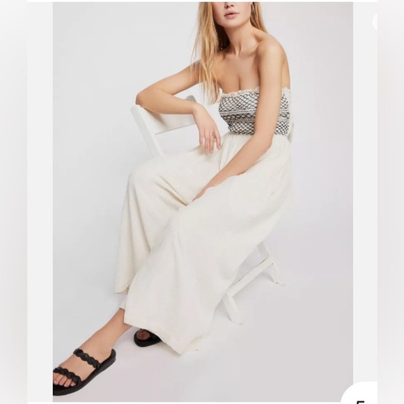 New sz S Carmen convertible one-piece smocked bandeau luxury jumpsuit - Picture 1 of 16